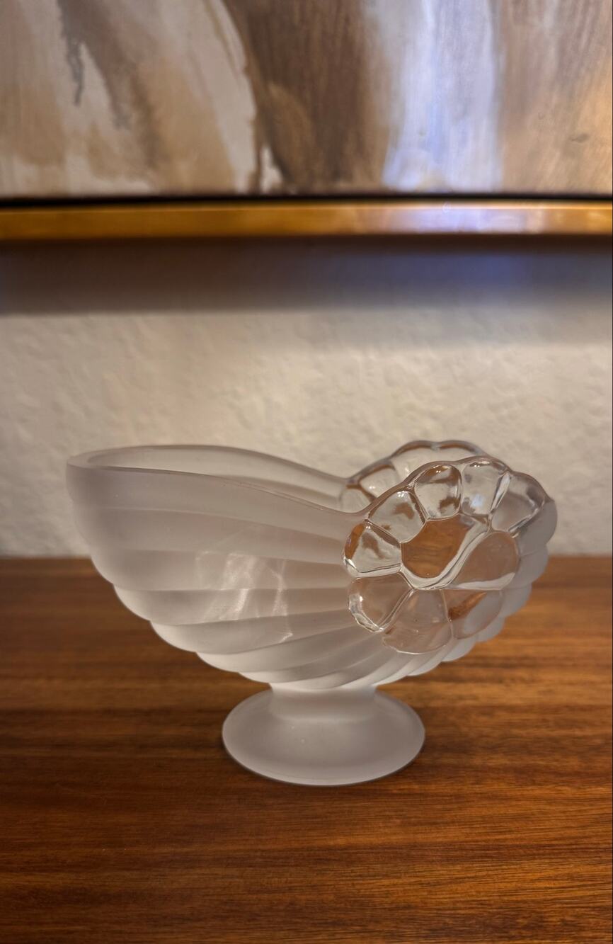 Vintage Frosted Glass Floral Pedestal Bowl / Candy Dish